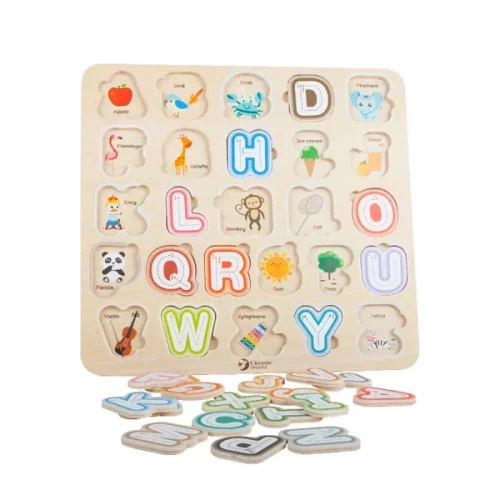 پازل چوبی جاگذاری الفبا انگلیسی کلاسیک ورلد Alphabet Puzzle classic world کد 54426