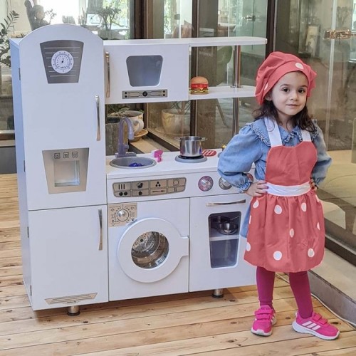 لباس آشپزی کودک ست پیشبند، کلاه و دستکش صورتی کد 4018641