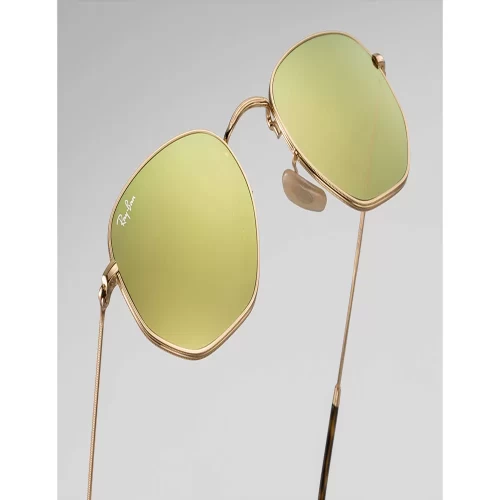 عینک آفتابی RayBan 3548N Hexagonal Flat Lenses Gold Yellow Flash - Image 5