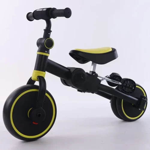 سه چرخه کودک تاشو مشکی زرد کد S100