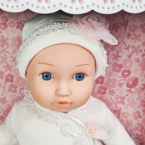 عروسک دخترانه نوزادی لباس سفید BABY SO SWEET کد 7023281
