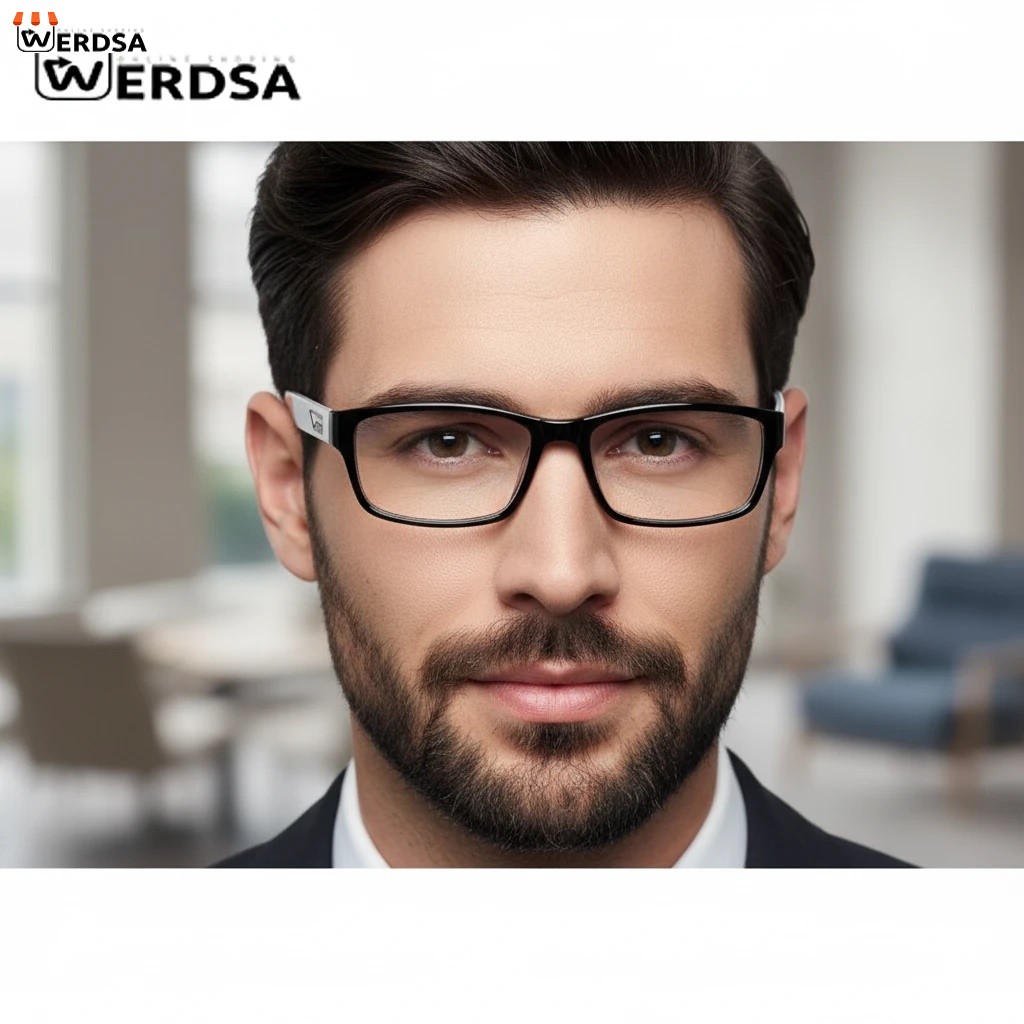 عینک طبی S.koudi سفید مشکی TR90 مدل مربعی مدرن سبک