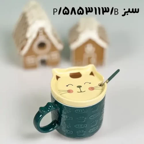 ماگ سرامیکی همراه با پیش دستی طرح گربه کد 5853113