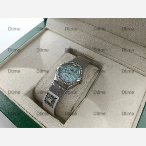 ساعت امگا کانسلیشن استیل صفحه فیروزه ای دورنگین زنانه