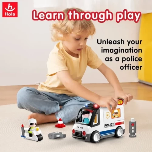 ماشين پلیس اسباب بازی با تجهيزات هولی تويز HUILE TOYS کد HE9985