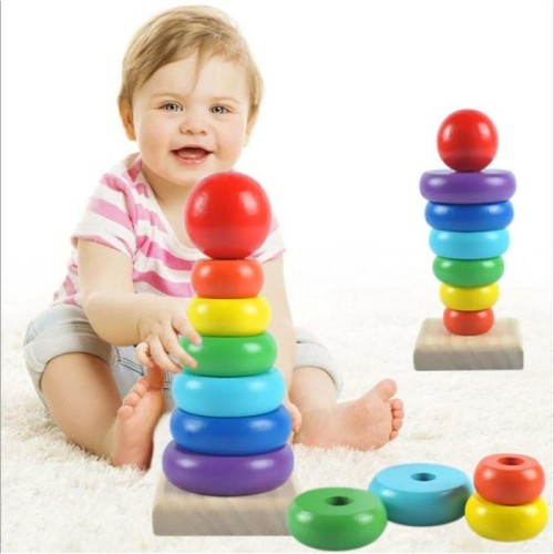 اسباب بازی برج هوش چوبی رنگین کمانی کد 5557763
