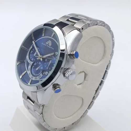 ساعت مردانه استیل صفحه آبی الکس مارتین 7142 طرح سه موتور - Image 2
