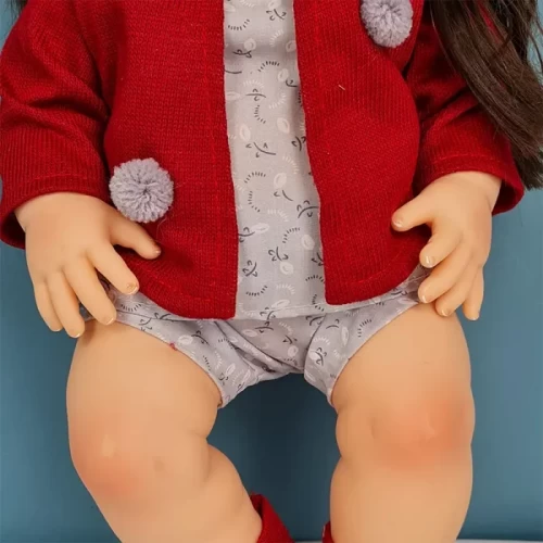 عروسک دخترانه 40 سانتیمتری لباس زرشکی FASHION CLOTH TOYS کد 899T1A