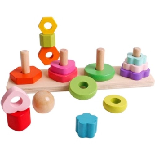 اسباب بازی چوبی برج هوش مونته سوری 4 ستون کد JHTOY603