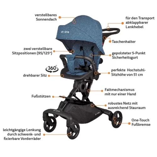 کالسکه کودک 2 کاره رنگ ذغالی کد P/518/A