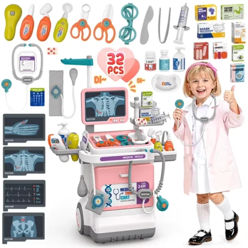ست میز پزشکی اسباب بازی 32 تکه رنگ صورتی کد ZY1833709