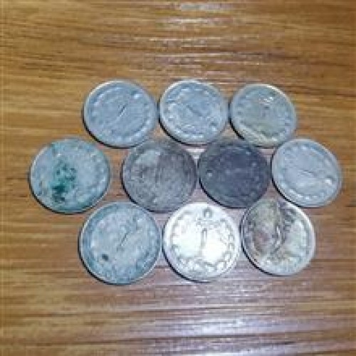 فروش پک 10عددی 1 ریال دوتاج پهلوی 1354 کد 4852