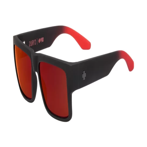 عینک آفتابی اسپای Spy Cyrus Soft Matte Black Red Fade Happy Gray Green W Red Flash - Image 2