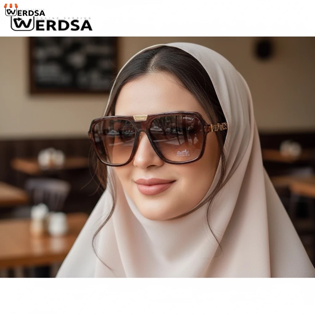 عینک آفتابی هرمس Hermes با فریم قهوه‌ای طلایی مدل اسپرت کلاسیک