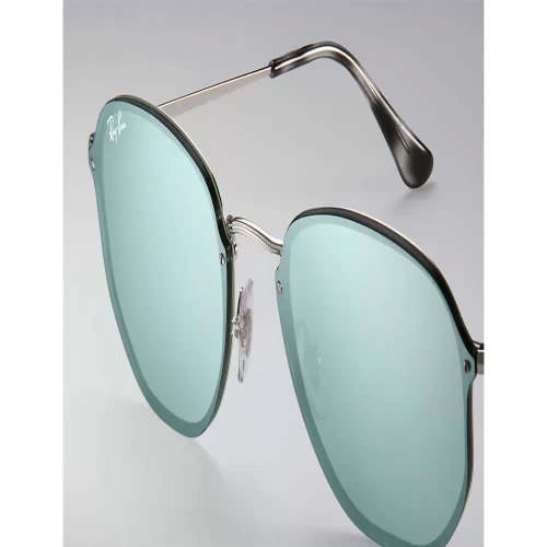 عینک آفتابی RayBan 3579N Blaze Hexagonal Flat Lens Silver Dark Green - Image 3