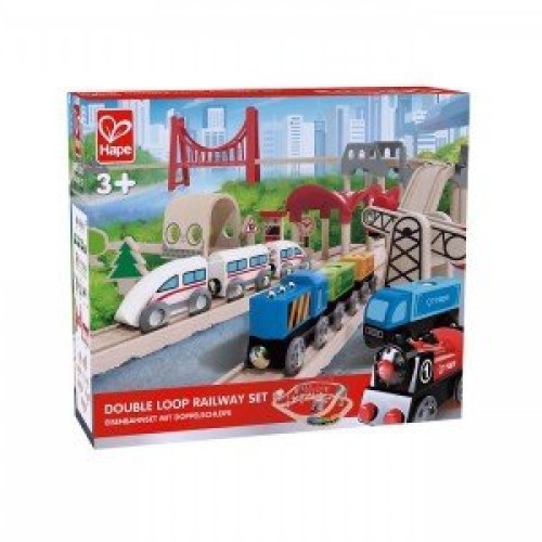 ست راه آهن دو لوپ Double Loop Railway Set hape کد 3712
