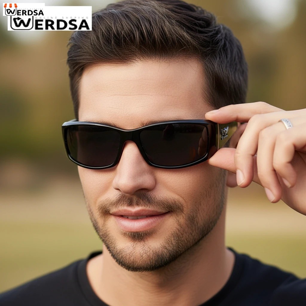 عینک آفتابی اسپرت مشکی رپ با لنز دودی UV400 کد 1579