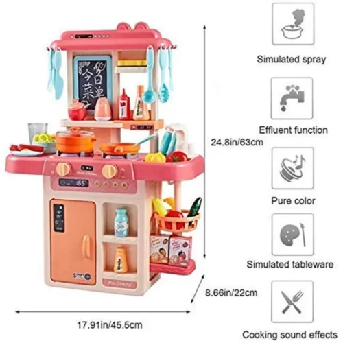 آشپزخانه کودک 36 تکه موزیکال رنگ صورتی کد 889170