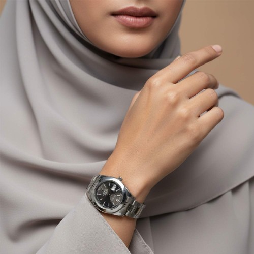 ساعت رولکس اویستر استیل صفحه مشکی زنانه - Image 4