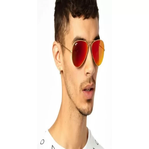عینک آفتابی RayBan 3025 Aviator Flash Lenses Gold Orange - Image 4