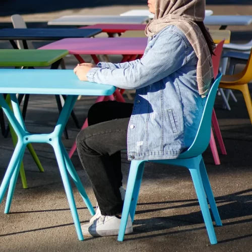 میز بزرگسال مربع تیکا رنگ آبی فیروزه ای P/TF03/AF
