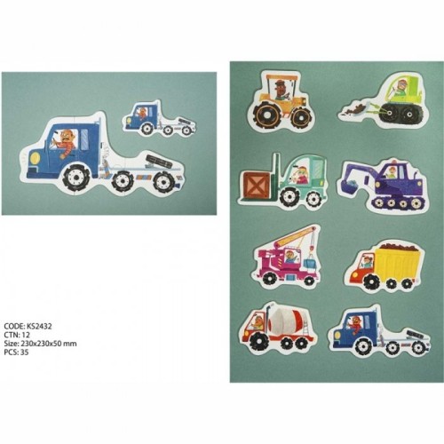 پازل کودک 35 تکه مدل ماشین KID FANS CONSTRUCTION MACHINES کد KS2432