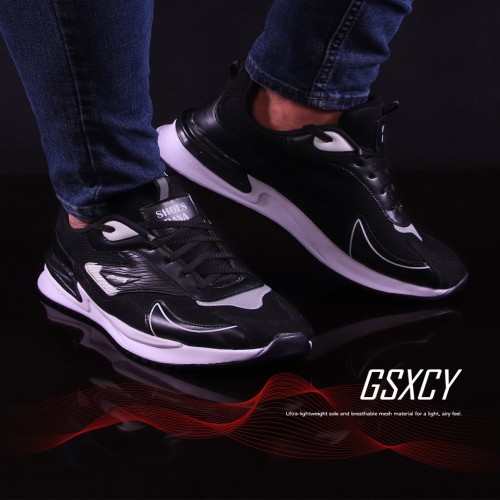 کفش اسپرت مردانه مشکی سفید GSXCY مدل 1274