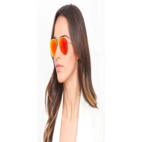 عینک آفتابی RayBan 3025 Aviator Flash Lenses Gold Orange - Image 3