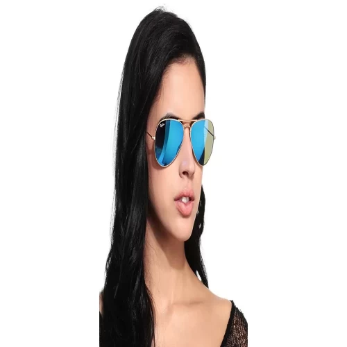 عینک آفتابی RayBan 3025 Aviator Gold Blue Flash - Image 4