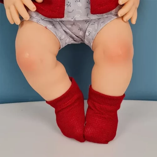 عروسک دخترانه 40 سانتیمتری لباس زرشکی FASHION CLOTH TOYS کد 899T1A