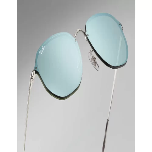 عینک آفتابی RayBan 3579N Blaze Hexagonal Flat Lens Silver Dark Green - Image 5