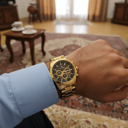 ساعت بلیزر طلایی صفحه قهوه ای 3228 تک مردانه - Image 4