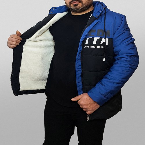 کاپشن مردانه آبی مشکی مدل 1384