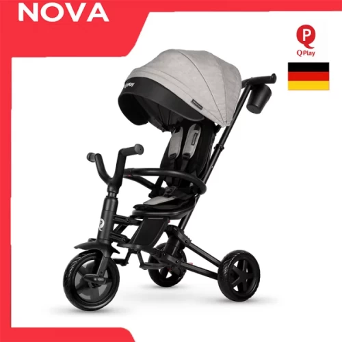 سه چرخه کودک تاشو پلی کیدز مدل Play Kids Nova plus Eva رنگ طوسی کد 624716