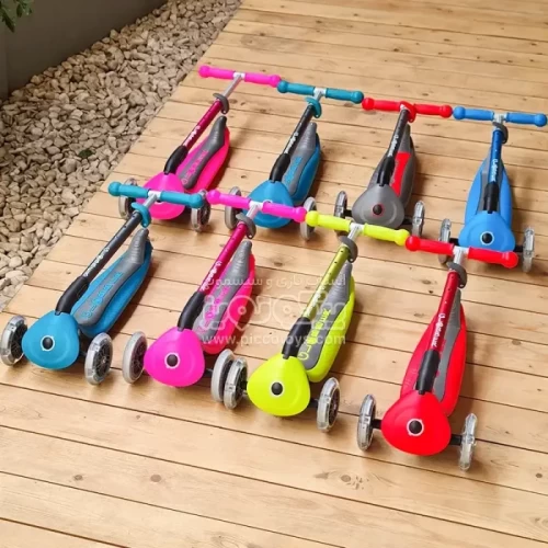 اسکوتر کودک چراغدار GLOBBER مدل PRIMO رنگ طوسی قرمز کد 4321202