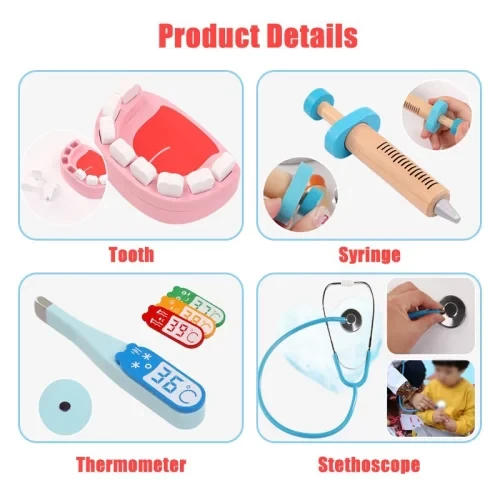 اسباب بازی دندانپزشکی چوبی با لباس سفید بدون عروسک کد P/3900475/D