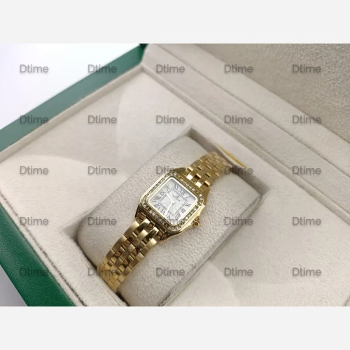 ساعت دورنگین مربعی الکس مارتین طلایی صفحه سفید تک زنانه