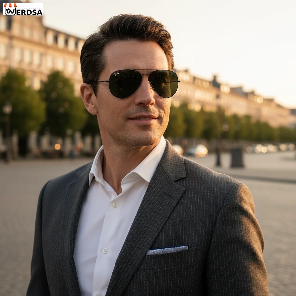 عینک آفتابی مردانه ری‌بن دودی با دسته فلزی سبک 1684