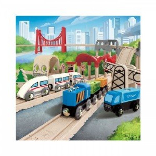 ست راه آهن دو لوپ Double Loop Railway Set hape کد 3712