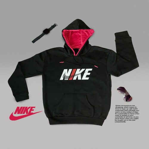 هودی مشکی قرمز مردانه Nike مدل 1350