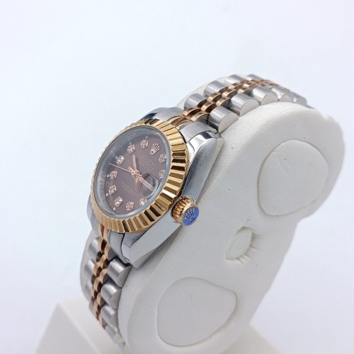 ساعت رولکس دیت جاست دورنگ رزگلد صفحه قهوه ای (کافی) زنانه - Image 2