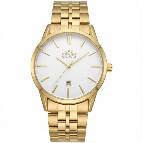 ساعت الگانس طلایی صفحه سفید مردانه