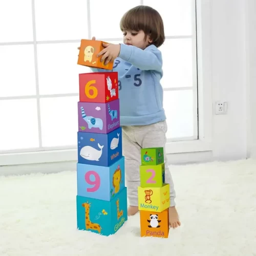 مکعب چیدنی 10 عددی اعداد و اشکال Classic World مدل stacking cubes 3567