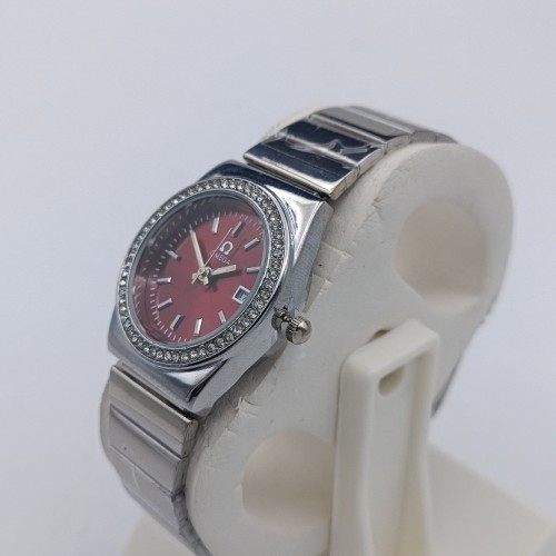 ساعت امگا دورنگین استیل صفحه آلبالویی (چری) زنانه - Image 2