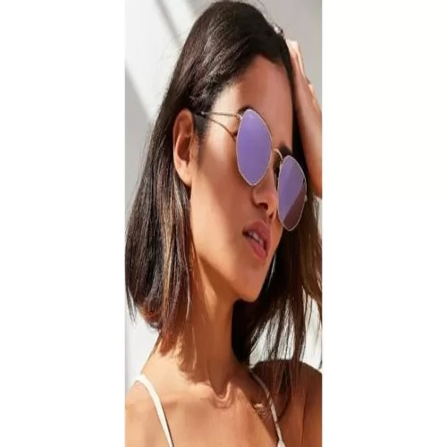 عینک آفتابی RayBan 3548N Hexagonal Flat Lenses Gold Lilac Mirror - Image 4