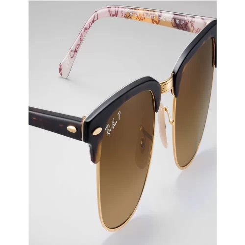 عینک آفتابی RayBan 3016 51 Clubmaster Tortoise Brown Gradient Polarized - Image 4