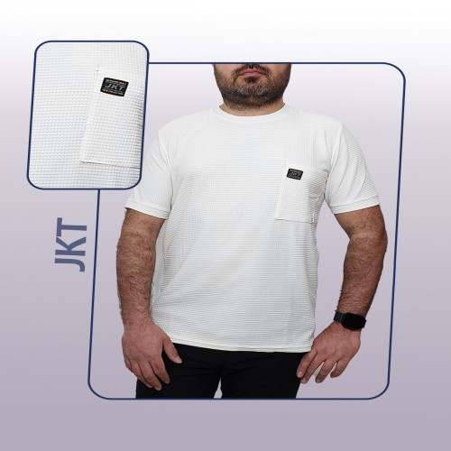 تیشرت مردانه آستین کوتاه سفید JKT مدل 1410