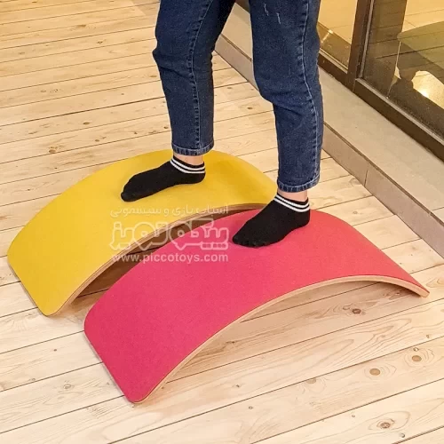 تخته تعادلی چوبی سایز بزرگ با زیره زرد curvy کد P/5555/ZA