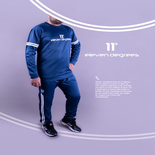 ست تیشرت شلوار آبی آستین بلند eleven degrees مدل 1299