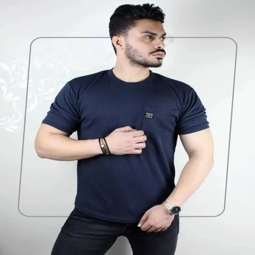تیشرت زغال سنگی مردانه آستین کوتاه مدل 1375